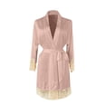 thumbnail image 5 of Womens Short Satin Robes Lace Trim Imitation Silk Kimono Sleepwear Bridesmaid Robes for Bride Wedding Party Nightgown (M, Pink), 5 of 5