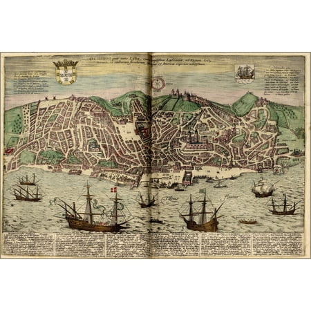 24"x36" Gallery Poster, map of lisbon spain 1612 P2