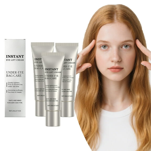 ONLYEOR 3PCS Instant Eye Firming Cream, Instant Eye Tightener with Brush, Instant Under Eye Lift Serum, for Under Eye Bags, Puffiness, Fine Lines & Wrinkles, Firms and Smooths for All Skin Types