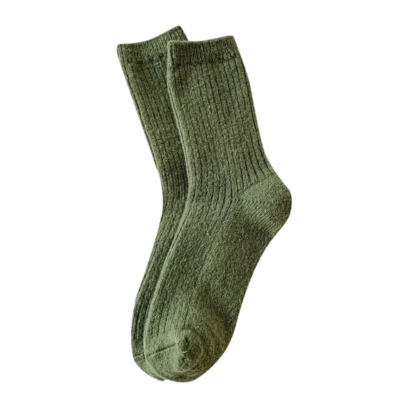 Wuphunn Mid Calf Stretch Fit Solid Tone Ribbed Cuff Crew Socks, Casual for Women B Green One Size