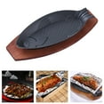 thumbnail image 6 of Esquirla Steak Fry Plate BBQ Grilling Pan Shaped Baking Tools Cast Iron Fajita Pan Steak Serving Plate for Home Stovetops Cooking C, 6 of 8