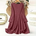 thumbnail image 6 of Dxzfnsa Women's Long Sleeve Sweater Dresses Ribbed Pleated Casual V Neck Knee Length Dresses 2025 Fall Casual Trendy Outfits, 6 of 6