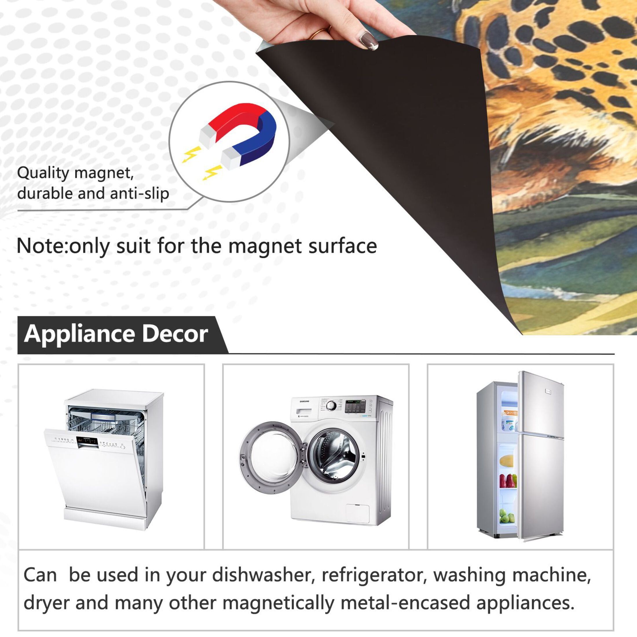 Dishwasher Magnetic Sticker 23x26 Inch Refrigerator Magnetic Sticker Washing Machine Magnetic Sticker Kitchen Panel Magnetic Sticker Home Decor Watercolor Beautiful Jaguar