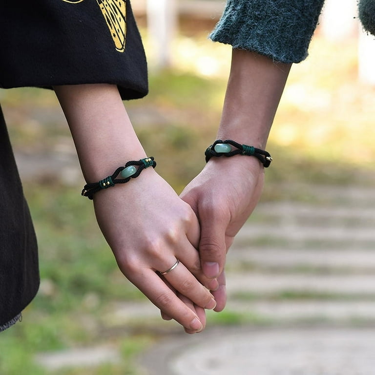 Love and Good Luck Jade Bracelet Handmade Knitting Thick Rope Natural Stone Wrist Jewelry Couple Gift for Men Women New