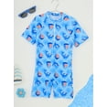 thumbnail image 3 of YUUMIN Kids Girls Boys Short Sleeve One Piece Boyleg Swimsuits Athletic Rashguard Swimwear Blue Dolphin 3XL/5, 3 of 7