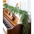 thumbnail image 6 of Perfnique 6 Ft Christmas Norfolk Pine Garland, Outdoor/Indoor Greenery Winter Garland Winter Garland for Mantle Fireplace Table Wall Home Holiday Seasonal Decor, 6 of 8