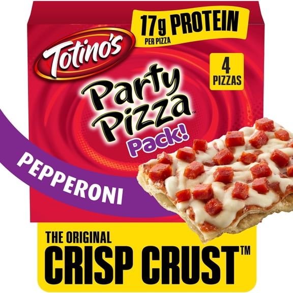 Totino's Party Pizza, Pepperoni, Thin Crust, 17g Protein, 40.8 oz, 4 Count (Frozen)