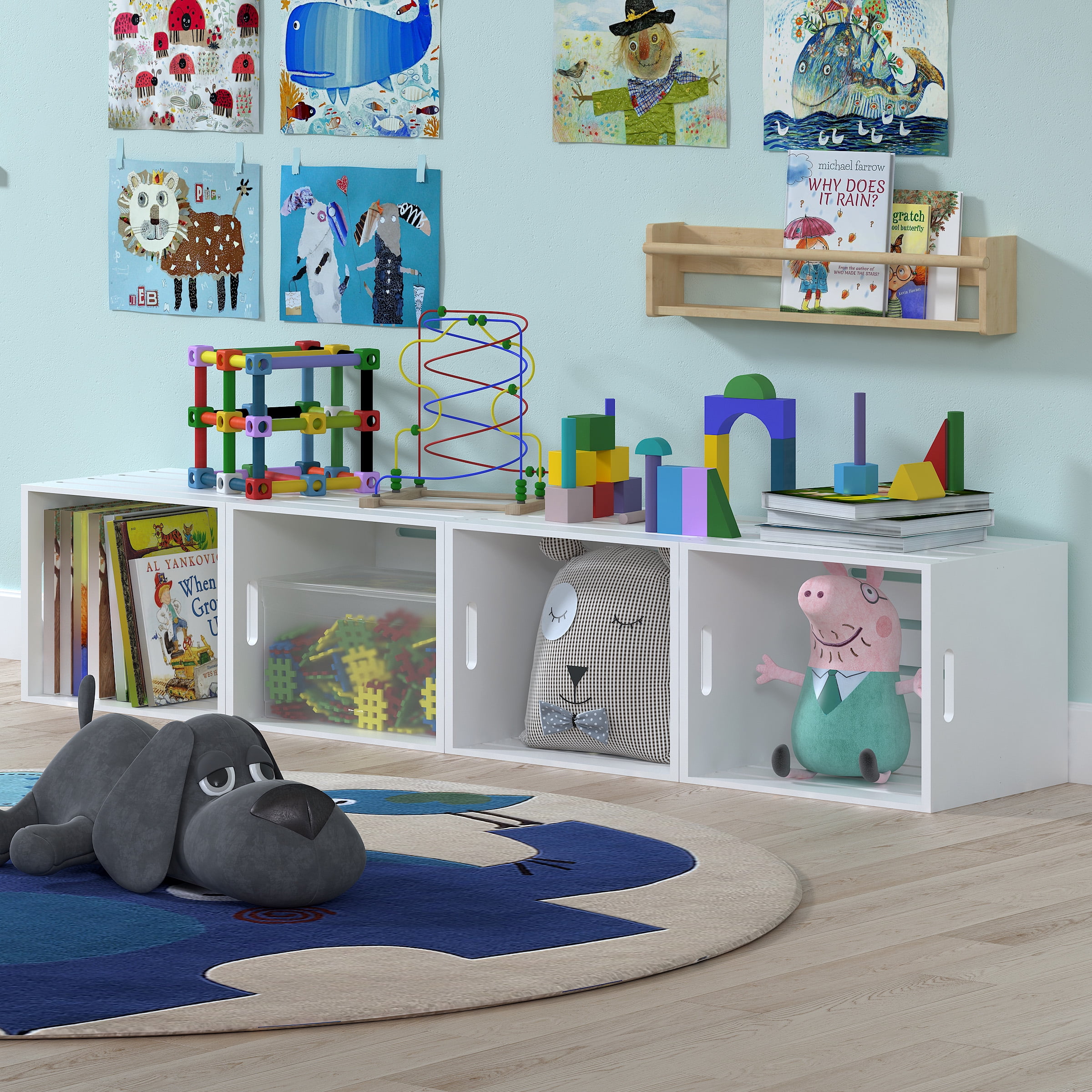 Ulifance Kids 4 Cube Toys Storage Bins, Adjustable Children's Toy Box