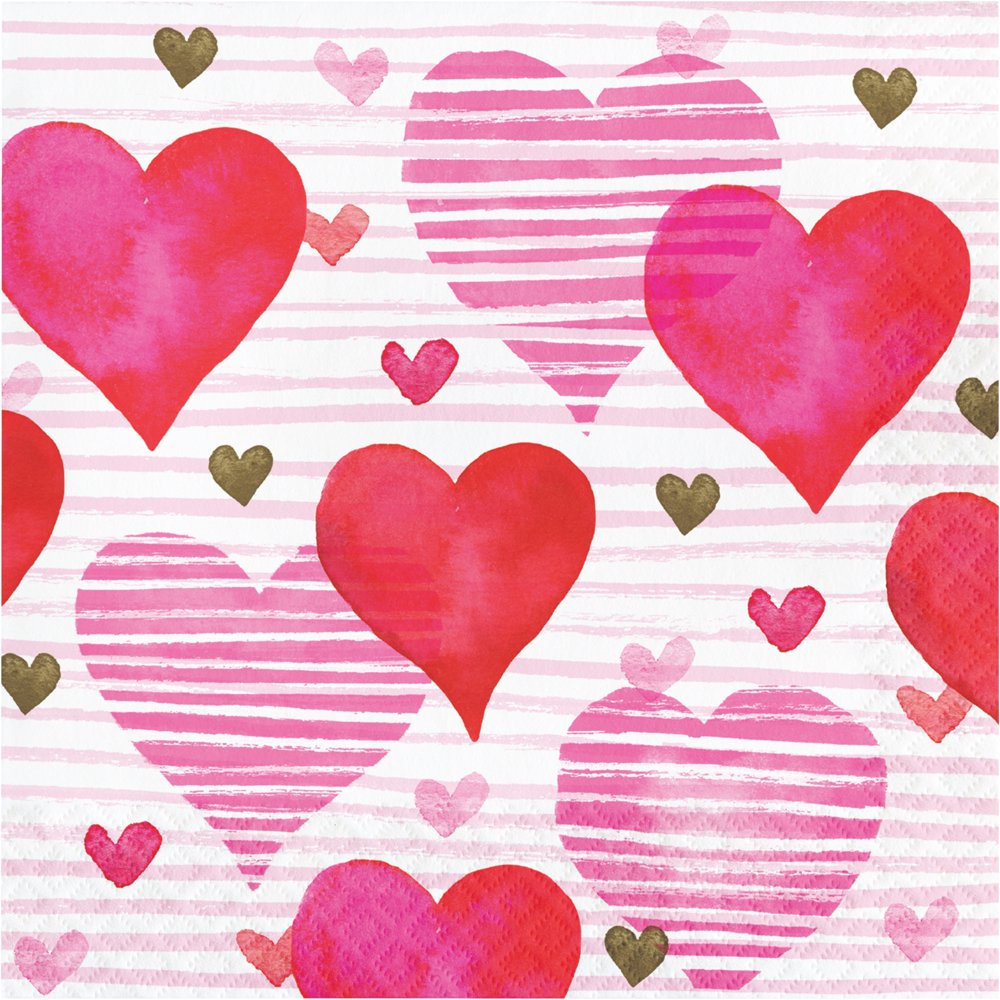 Valentine's Day Hearts Napkins, 48 Count
