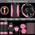 thumbnail image 5 of 30 Pcs Car Accessories Set Pink and Black PU Leather Steering Wheel Cover Auto Interior Accessories Gift Car Vent Trim Strips Air Conditioner Insert Strips with Installation Tool, 5 of 14