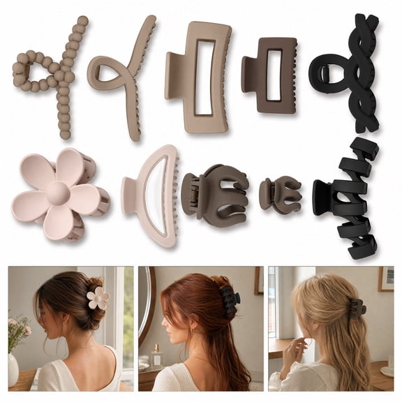 10-Pack Large Hair Claw Clips for Women and Girls, Non-Slip Hair Accessories for Thick, Thin, and Curly Hair, Multi-Color Set