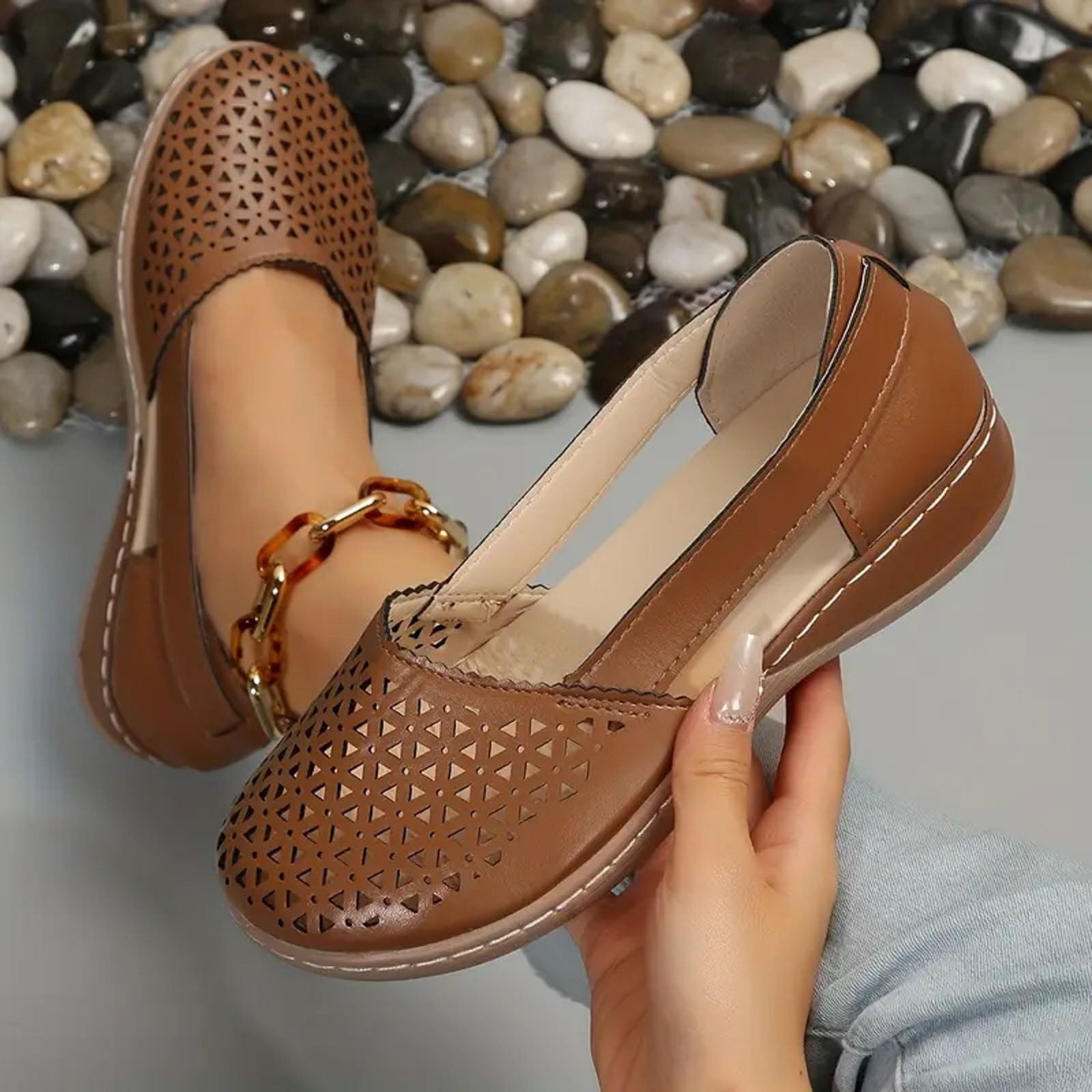Mepaouo Women's Ballet Flats Business Office Work Casual Dress Shoes Comfortable Wedge Slip on Loafers