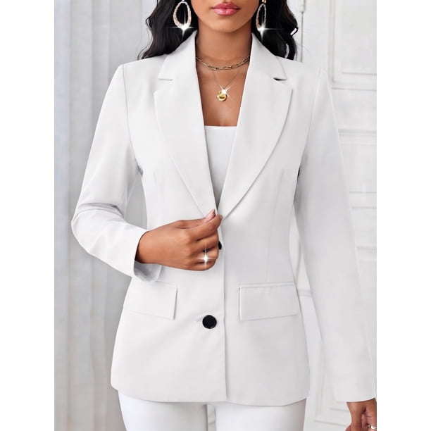 Saco Entallado de Mujer Elegante y Versátil Blanco Grande