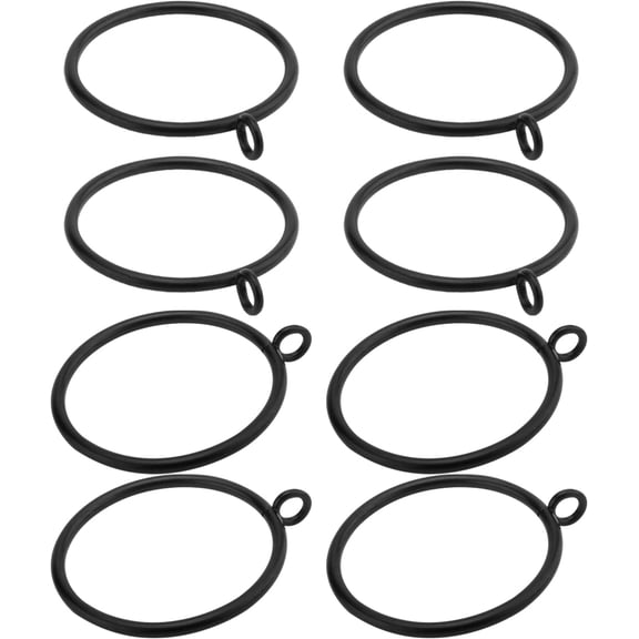 Curtain Rings with Eyelets, 2-1/6 Inch Metal Black Curtain Rings 55mm Inner Diameter, Drape Sliding Eyelet Rings Fits for 2 Inch Curtain Rod and Below 16Pcs