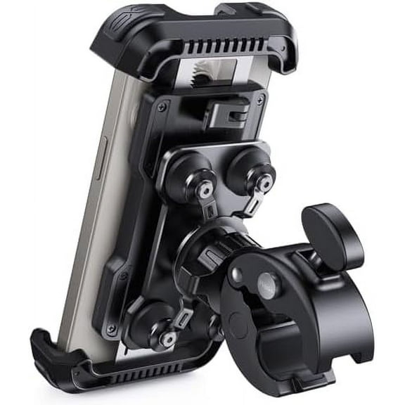 Motorcycle Phone Mount Holder - [Dual Vibration Dampener] [Anti Shake] Motorcycle Cell Phone Holder, Upgrade Bike Phone Mount, Fit iPhone 15/14/ 13 Pro Max, More 4.7-6.7" Phones, Black Black Black