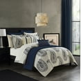 thumbnail image 2 of Chic Home Mckenna 12-Piece Reversible Paisley Comforter Set, Queen, Navy, 2 of 11