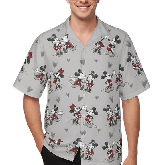 Retro Disney Valentines Hawaiian Shirt, Mickey Minnie Button Shirt