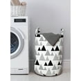 thumbnail image 3 of Abstract Laundry Bag, Modern Design of Striped and Dotted Triangles on a Plain Background, Basket with Handles Drawstring Closure for Laundromats, 13" x 19", Charcoal Grey and White, by Ambesonne, 3 of 4
