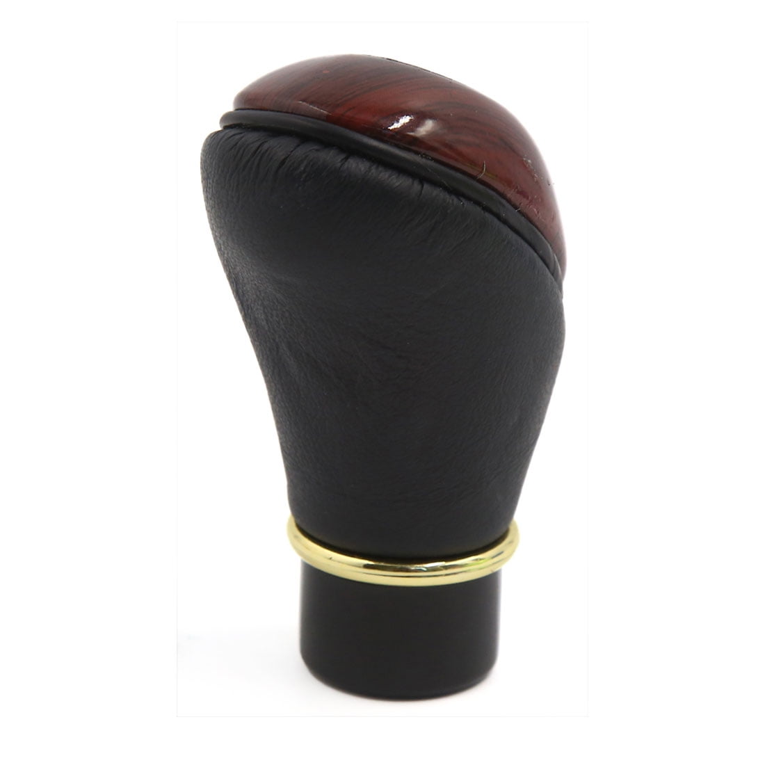 13mm Hole Dia Black Faux Leather 5 Speed Manual Gear Shift Knob Stick