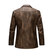 Xzbqbs Leather Blazer for Men Classic Faux Leather Business Sport Coat Notched Collar Three Button Slim Fit Moto Suits Jacket