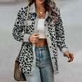 thumbnail image 2 of Jacenvly Womens Flannel Jacket Leopard Print Shacket Jacket Soft Comfortable Long Sleeve Winter Coats Lapels Pocket Button up Shirts for Women New Style Thigh Length Tops, 2 of 5