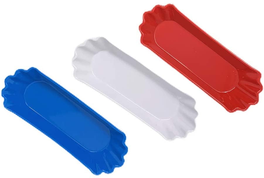 Northeast Home Goods Heavyweight Melamine Hot Dog Holders Cozi, 3Pack, Red, White and Blue