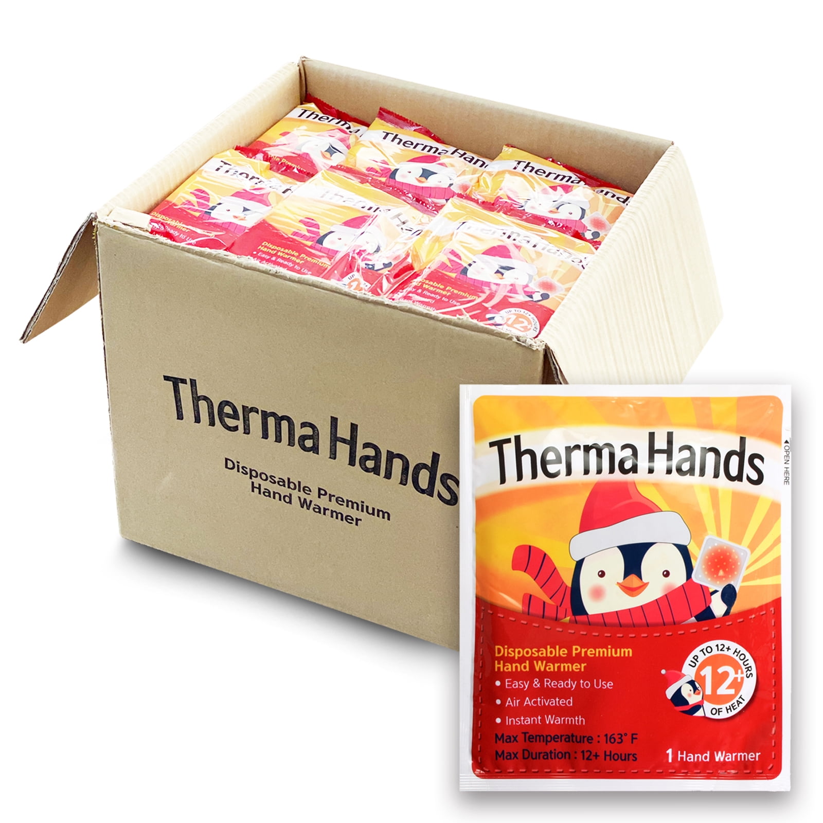 ThermaHands [EXTRA LARGE - 99PACK ] HAND WARMERS (Size: 3.5 inch x 4 inch, Duration: 12+ Hours, Max Temp: 163 F) Air-Activated, Convenient, Safe, Natural, Odorless, Long Lasting Hand Warmer