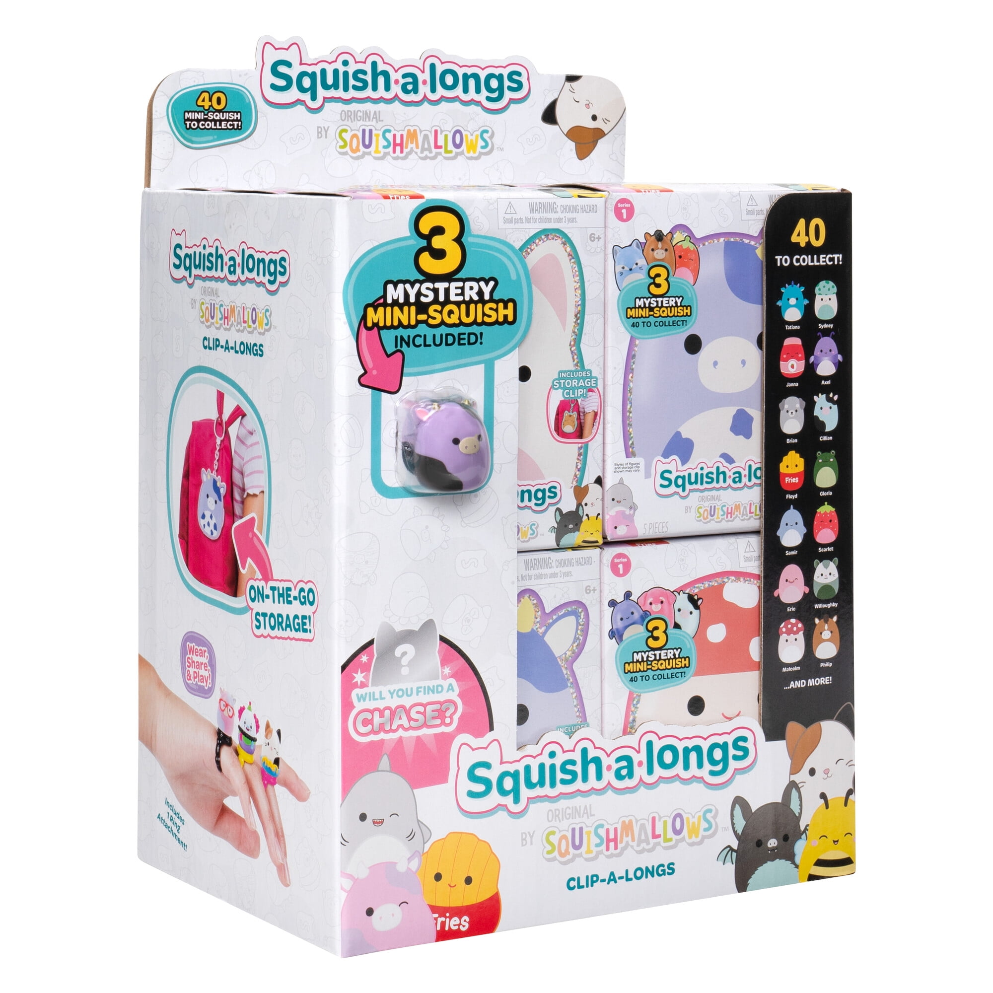 (2 pack) Squishmallows Squish-a-Longs Clip-a-Longs – 1 Random Mini Plush, Styles May Vary