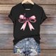 thumbnail image 1 of Xuyuer Valentine's Day Women's Graphic Cute Bow Tees Casual Print Round Neck T Shirt Summer Short Sleeve Trendy Tops Dressy Aesthetic T-Shirt Aesthetic Tee Tops Pink Bow Girly Tee, 1 of 6