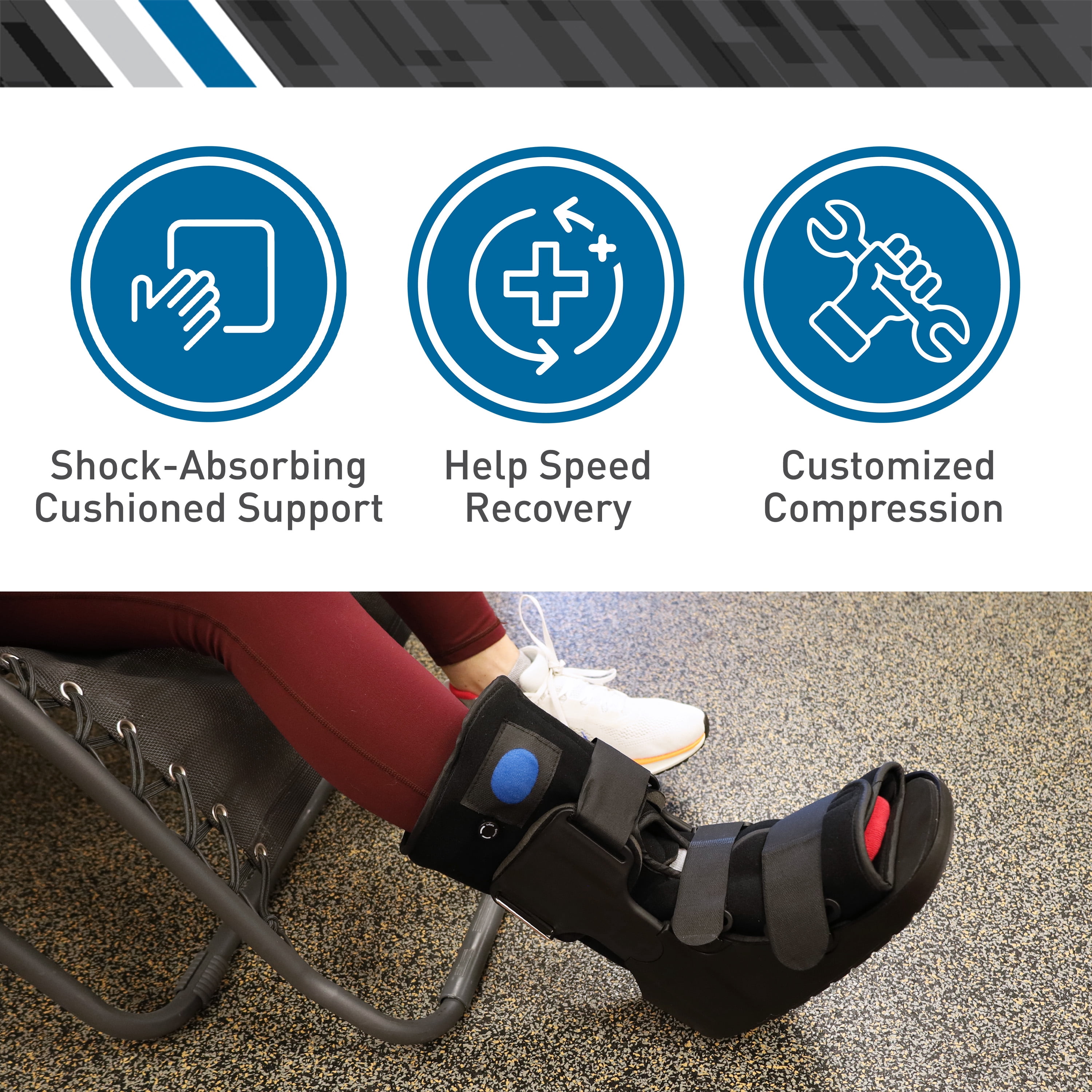 BodyMed Air CAM Walking Fracture Boot, Large, 12.5" Tall - Adjustable and Shock-Absorbing Support for Foot and Ankle Recovery - Fits Left & Right Foot