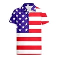 thumbnail image 2 of Wuxian Girls Boys Unisex Teens Independence Day Shirts Star Striped Patriotic Graphic T Shirt Short Sleeve Tee Casual Polo Collar Button Comfortable Top Summer Fourth Of July Blouse,Red,11-12 Years, 2 of 6