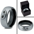 thumbnail image 4 of Tungsten Alice in Wonderland Cheshire Cat Band Ring 8mm Men Women Comfort Fit Black Dome Brushed Gray Polished, 4 of 4