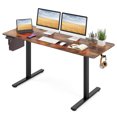 thumbnail image 1 of Costway 63 x 24 Inch Sit Stand Desk Height Adjustable Electric Standing Desk Brown, 1 of 10