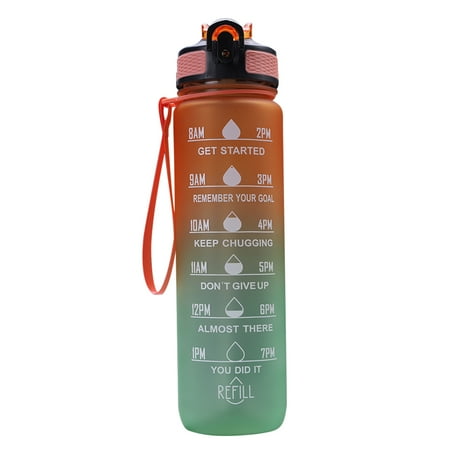 

1000ml Water Bottle Time Scale Fitness Sports Bike Water Cup (Orange+Green)