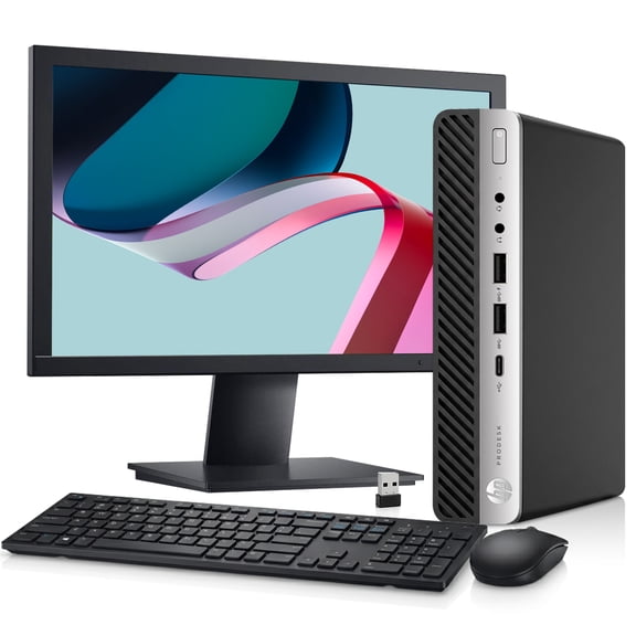 Restored HP ProDesk G4 600 Mini Desktop PC- Intel Core i5-8500T, 8GB DDR4 RAM, 256GB SSD, 19" Full HD LED, Wi-Fi Adapter, Wireless keyboard & Mouse, Windows 11 Pro