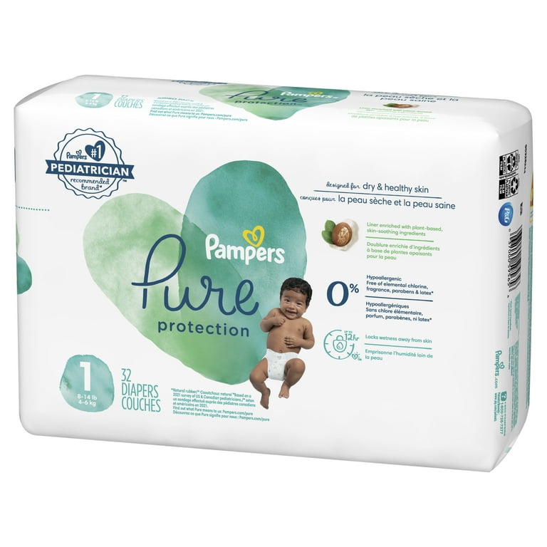 Pampers Pure Diapers Size 1, 32 Count (Select for More Options) 