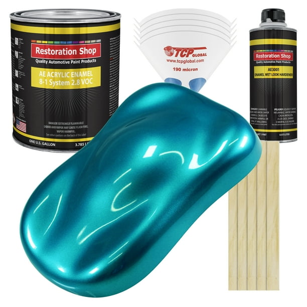 Restoration Shop Teal Green Metallic Acrylic Enamel Auto Paint Complete Gallon Paint Kit Single Stage High Gloss Walmart Com Walmart Com