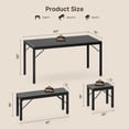 thumbnail image 5 of Aiho Dining Table Set for 6 Person, 63" Kitchen Table with 2 Benches & 2 Stools, Space Saver Dining Set for Kitchen, Dining Room, Living Room, Black, 5 of 10