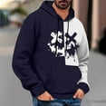 thumbnail image 2 of Timoontee Men's Sweatshirts Loose Long Sleeve Smile Face Print Pullover Tops Fall Winter Casual Hoodies Color Block Kangaroo Pocket Hooded Sweatshirts Navy M, 2 of 5