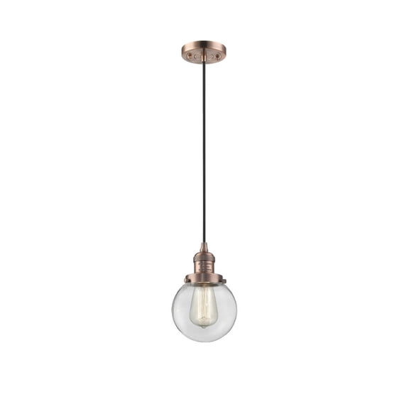 Innovations 1-LT Vintage LED Beacon 6" Mini Pendant - Antique Copper - 201C-AC-G202-6-LED