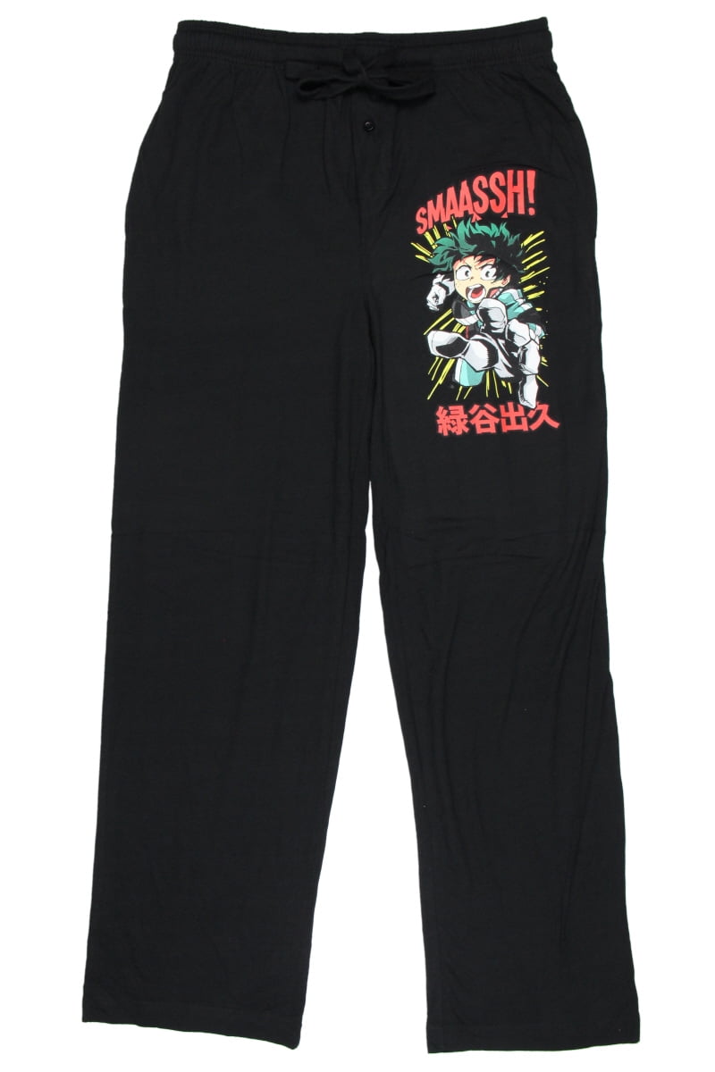 My Hero Academia Mens' Smaassh Kanji Anime Lounge Sleep Pajama Pants