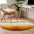 thumbnail image 5 of Abstract Round Area Rugs 3 ft, Burnt Orange Brown Gradient Waves Beach Lines Washable Small Area Rug with Non-Slip Sturdy Edge Binding Round Front Door Mat Floor Carpet for Entryway, 5 of 9