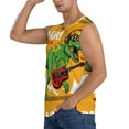 thumbnail image 3 of Lsque Cool Dinosaur Playing Guitar Print Men's Cotton Blend Sleeveless Muscle Shirts (S-3XL)- Moisture Wicking, Odor Protection, UPF 30+,XX-Large, 3 of 8