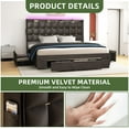 thumbnail image 3 of Uforic Queen Size Upholstered Bed with Charging Station, LED Bed Frame with Headboard, Grey, 3 of 7