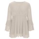 thumbnail image 5 of Ounisa Womens Ruffle 3/4 Sleeve V Neck Double Layers Mesh Blouses Loose Fit Flowy Tunic Tops, 5 of 6