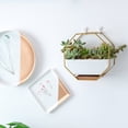 thumbnail image 4 of Octagonal Geometric Metal Iron Rack White Wall Hanging Ceramic Flower Pot Bamboo Tray Iron Frame with 2 Seamless Nails(a Set of White Flower Pot,Gold Iron Frame, Bamboo Tray)(Single Basin Single Rack), 4 of 7