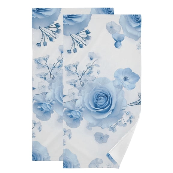 Babysbreath and Blue Roses Hand Towel Absorbent Bath Towels for Bathroom Sports Gym 28" x 14" Set of 2