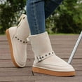 thumbnail image 3 of Platform Snow Boots for Women Stitching Suede High Top Lace up Buckle Strap Warm Furry Lined Winter Booties A 8, 3 of 8