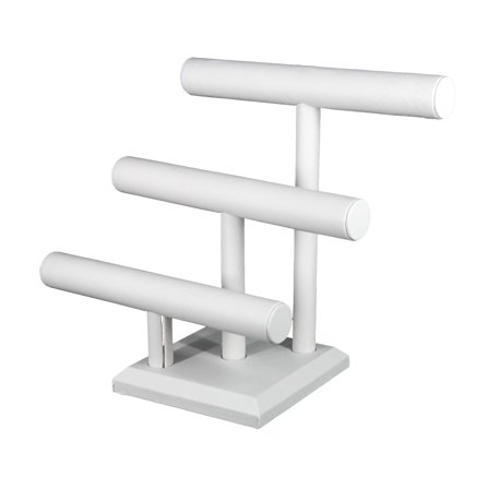 SSWBasics- White Faux Leather 3 Tier Jewelry Display - Bracelet Holder  Bracelet Display - Elegant Jewelry Organizer for Necklaces and Bracelets  Perfect for Retail Jewelry Display