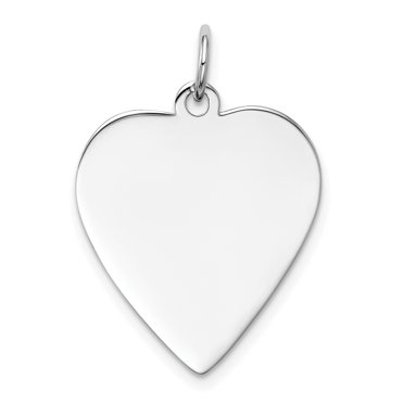 14k White Gold Plain .011 Gauge Engravable Heart Charm